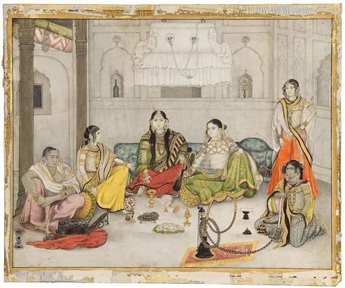 Painting of tawaif sitting in their kotha